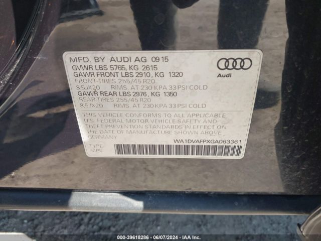 WA1DVAFPXGA063361 Audi Q5 3.0 Tdi Premium Plus