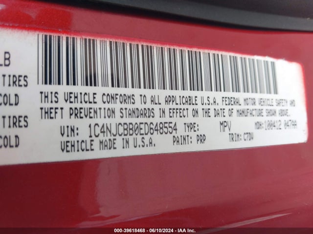 Jeep Compass Sport 2014 1C4NJCBB0ED648554 Image 9