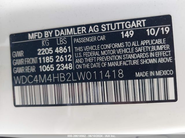 WDC4M4HB2LW011418 Mercedes-Benz Glb 250 4matic