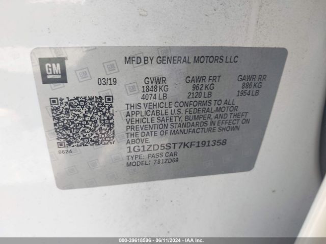 1G1ZD5ST7KF191358 Chevrolet MALIBU LT