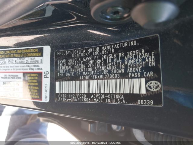 4T1BF1FKXHU270603 Toyota CAMRY LE