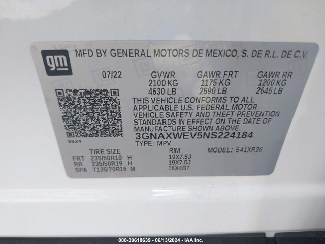 Chevrolet Equinox Awd Rs 2022 3GNAXWEV5NS224184 Image 9