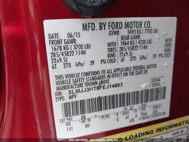 5LMJJ3HT8FEJ14883 Lincoln NAVIGATOR L
