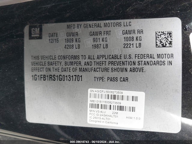 Chevrolet Camaro 1lt 2016 1G1FB1RS1G0131701 Image 9