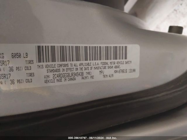 2C4RDGEG8JR345438 Dodge Grand Caravan Gt