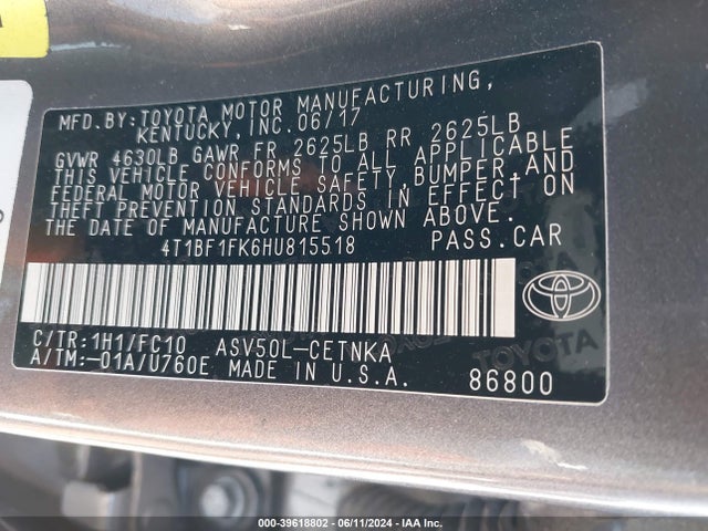 Toyota CAMRY LE 2017 4T1BF1FK6HU815518 Image 9