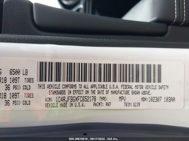 1C4RJFBGXFC652178 Jeep Grand Cherokee Limited