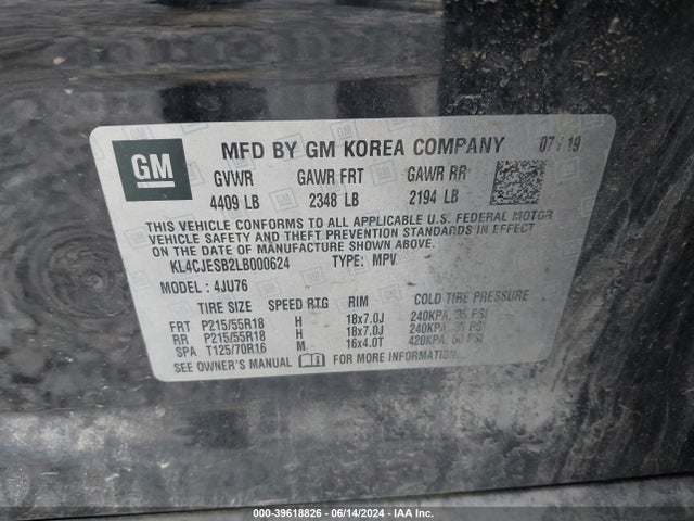 KL4CJESB2LB000624 Buick Encore Awd Preferred