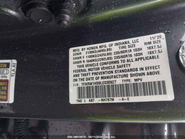 7FARW1H59LE030927 Honda Cr-v 2wd Ex