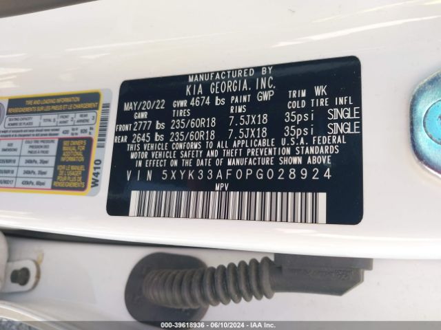 5XYK33AF0PG028924 KIA Sportage Ex
