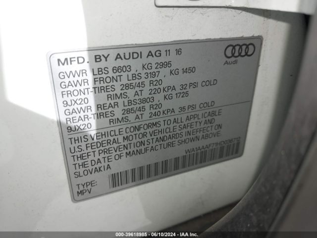 WA1AAAF71HD036712 Audi Q7 3.0t Premium