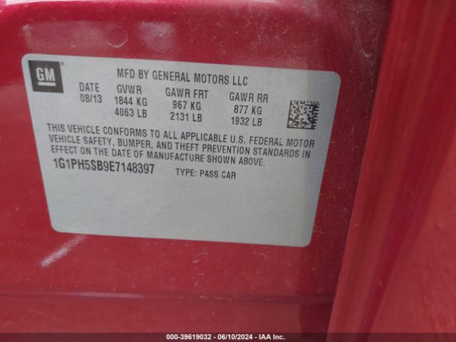 1G1PH5SB9E7148397 Chevrolet Cruze Eco Auto