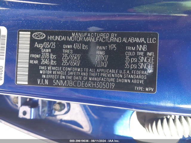 Hyundai TUCSON SEL 2024 5NMJBCDE6RH305019 Image 9