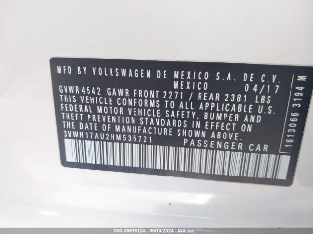 3VWH17AU2HM535721 Volkswagen Golf Alltrack Tsi S/tsi Se/tsi Sel