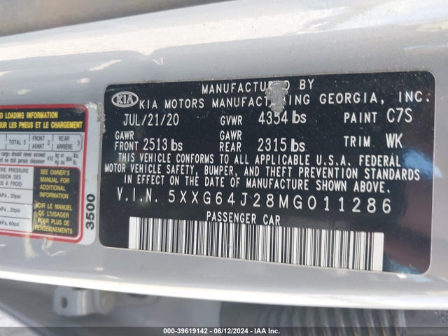 5XXG64J28MG011286 KIA K5 Gt-line