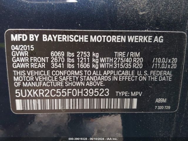 5UXKR2C55F0H39523 BMW X5 Sdrive35i