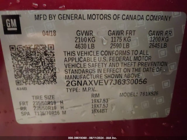 Chevrolet Equinox Premier 2018 2GNAXVEV7J6330056 Image 9