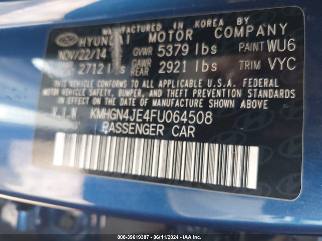 Hyundai Genesis 3.8 2015 KMHGN4JE4FU064508 Image 9