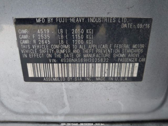 4S3BNAS69H3025832 Subaru Legacy 2.5i Sport