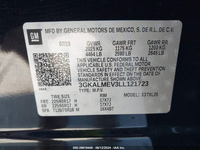 3GKALMEV3LL121723 GMC Terrain Fwd Sle