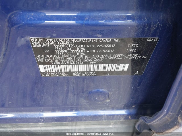 Toyota Rav4 Xle 2015 2T3RFREVXFW378443 Image 9