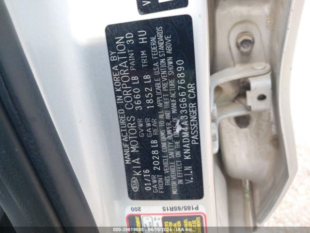 KNADM4A33G6676890 KIA RIO LX