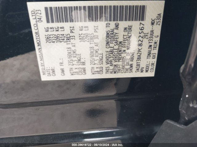 5N1BT3BA2PC822567 Nissan Rogue Sv Fwd