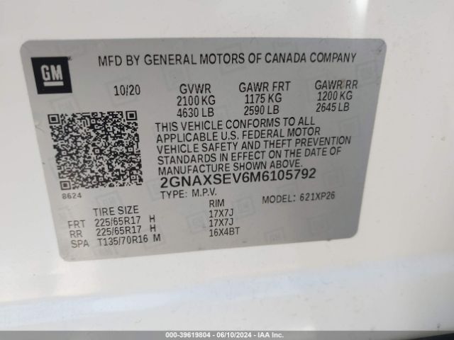 2GNAXSEV6M6105792 Chevrolet Equinox Awd Ls