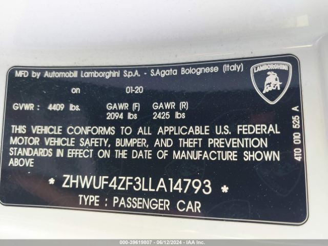 ZHWUF4ZF3LLA14793 Lamborghini HURACAN EVO