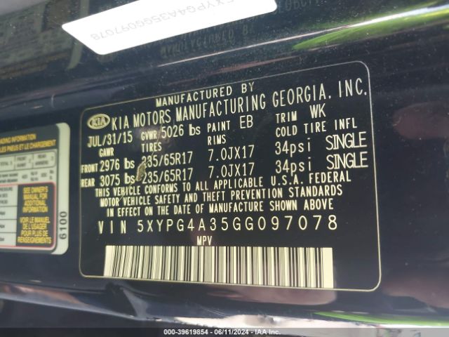 5XYPG4A35GG097078 KIA Sorento 2.4l L
