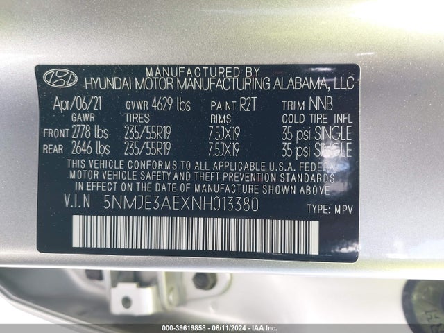 Hyundai Tucson Limited 2022 5NMJE3AEXNH013380 Image 9