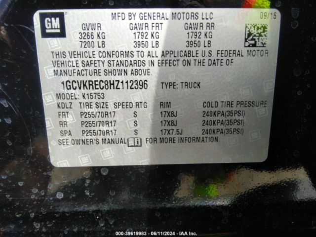 1GCVKREC8HZ112396 Chevrolet Silverado 1500 1lt