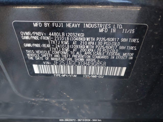 Subaru Forester 2.5i Premium 2016 JF2SJAGCXGH490858 Image 9