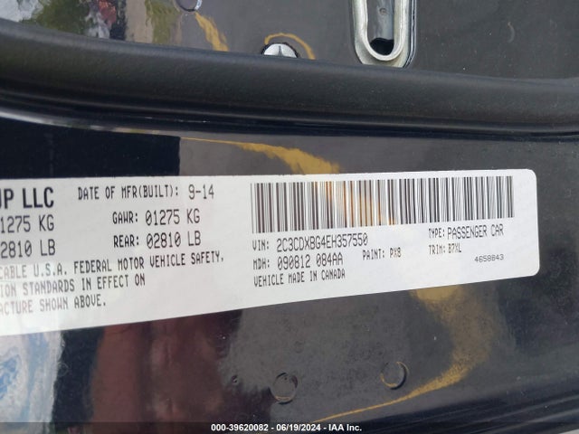 Dodge Charger Se 2014 2C3CDXBG4EH357550 Image 9