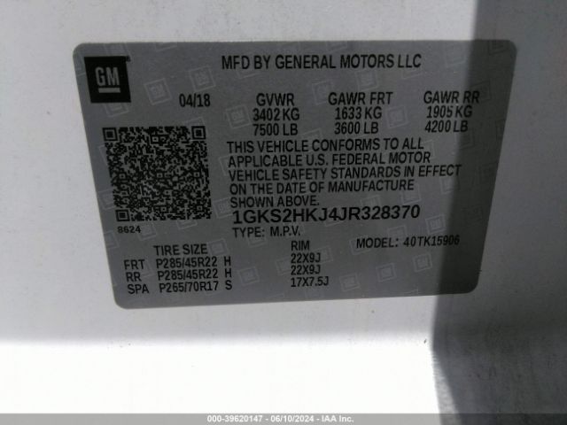1GKS2HKJ4JR328370 GMC YUKON XL DENALI