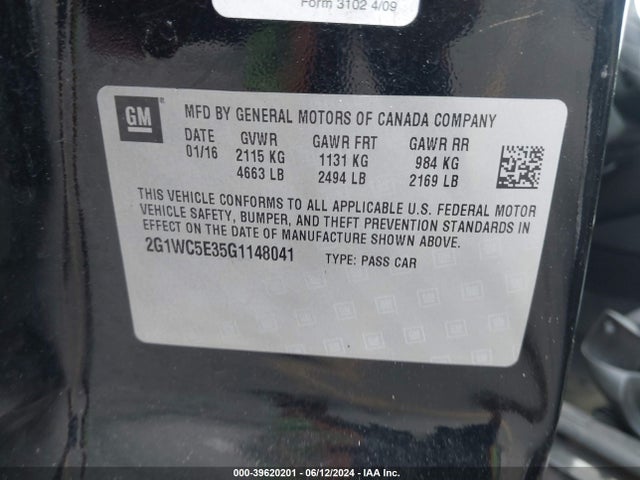 Chevrolet Impala Limited Ltz 2016 2G1WC5E35G1148041 Image 9