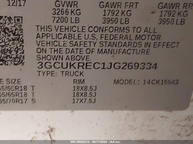 Chevrolet Silverado 1500 2lt 2018 3GCUKREC1JG269334 Image 9