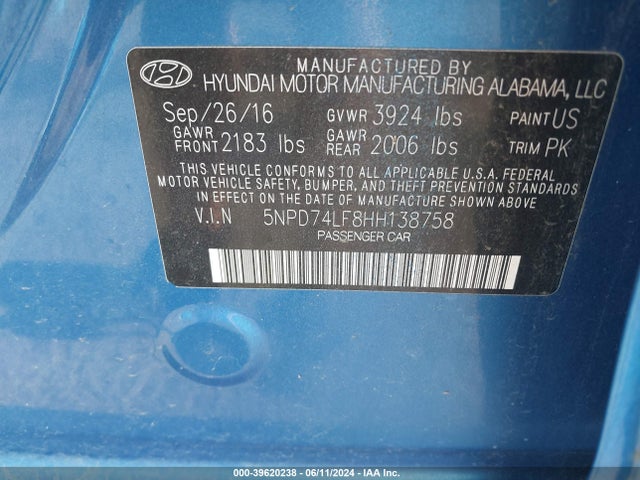 Hyundai ELANTRA SE 2017 5NPD74LF8HH138758 Image 9