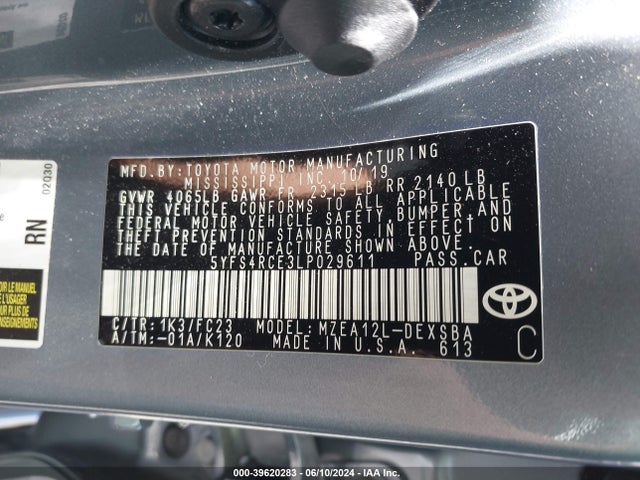 Toyota COROLLA SE 2020 5YFS4RCE3LP029611 Image 9