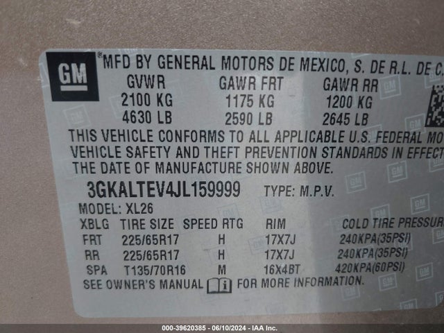GMC Terrain Sle 2018 3GKALTEV4JL159999 Image 9