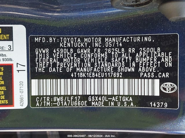 Toyota Avalon Xle Premium 2014 4T1BK1EB4EU117692 Image 9