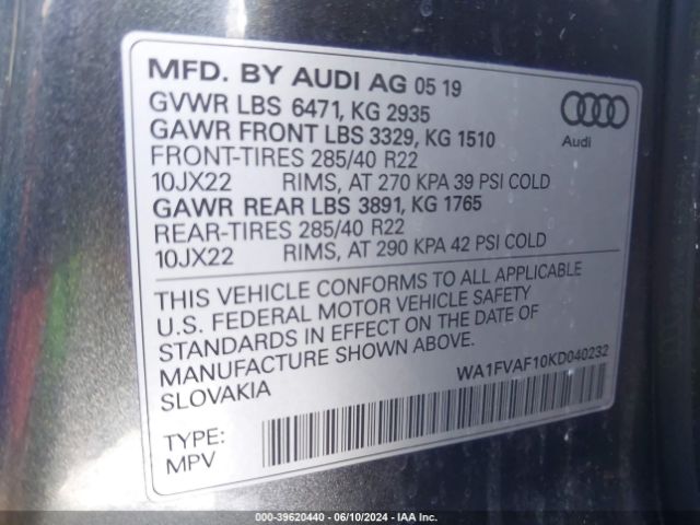 WA1FVAF10KD040232 Audi Q8 55 Premium