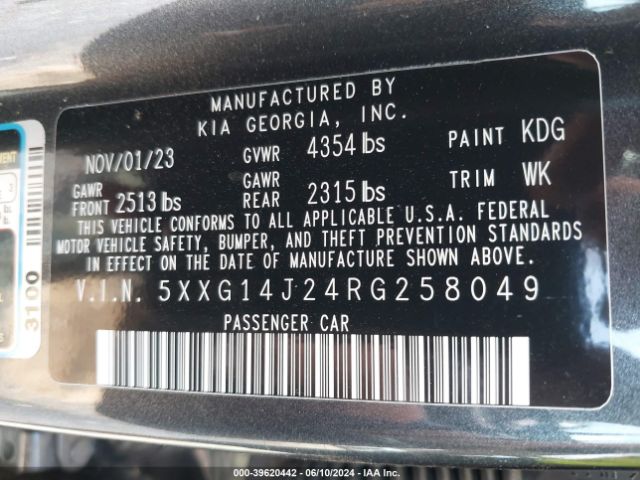 5XXG14J24RG258049 KIA K5 LXS