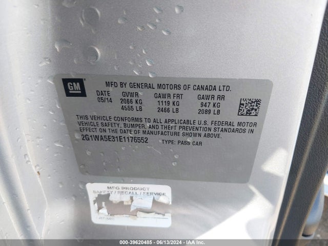Chevrolet Impala Limited Ls 2014 2G1WA5E31E1176552 Image 9
