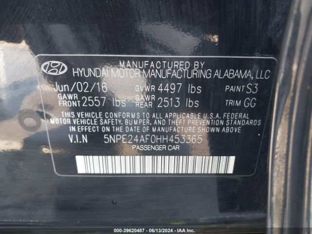 5NPE24AF0HH453365 Hyundai SONATA SE