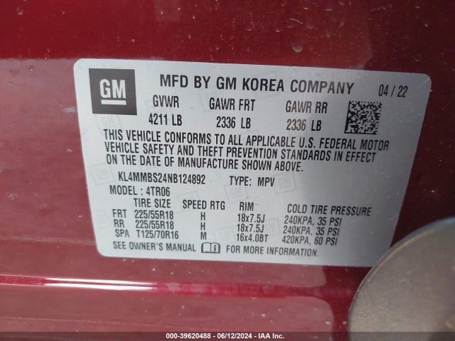 KL4MMBS24NB124892 Buick Encore Gx Fwd Preferred