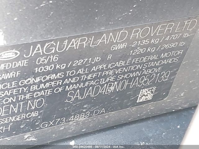 SAJAD4BN0HA952139 Jaguar Xe 20d Premium