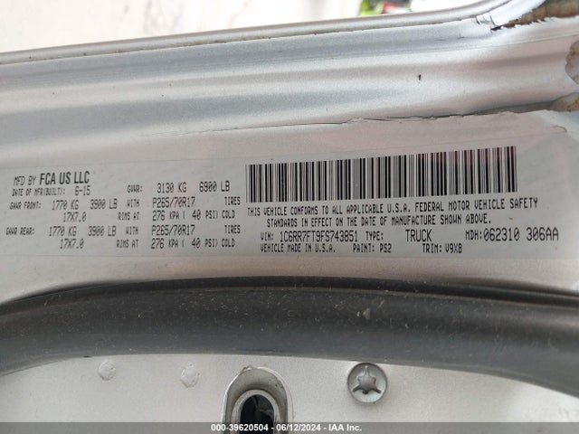 RAM 1500 2015 1C6RR7FT9FS743851 Image 9