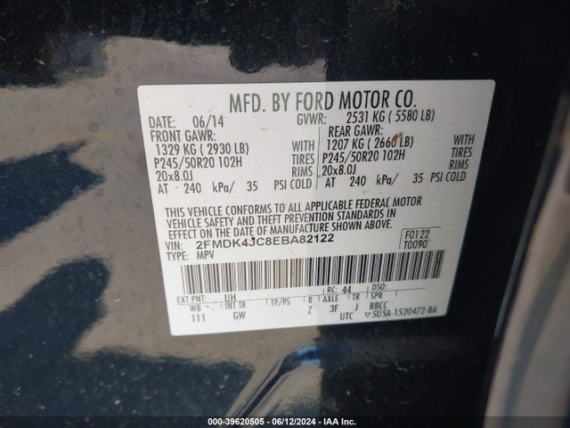 Ford EDGE SEL 2014 2FMDK4JC8EBA82122 Image 9