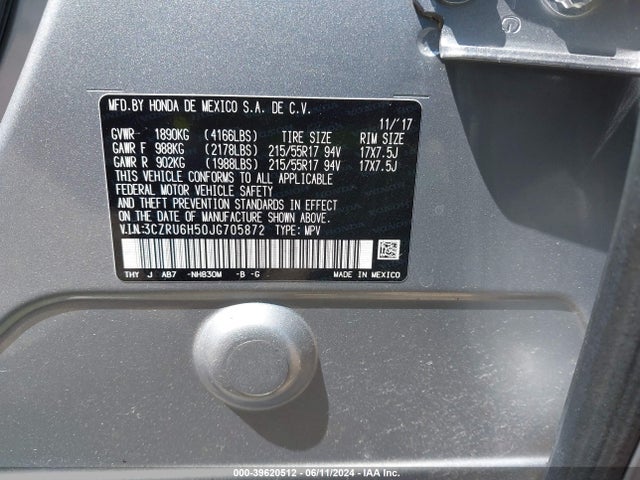 Honda HR-V EX 2018 3CZRU6H50JG705872 Image 9